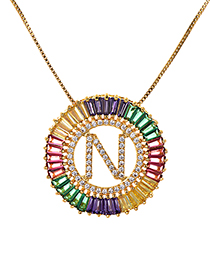 Fashion Multi-color N Letter Shape Decorated Necklace