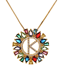 Fashion Multi-color Full Diamond Decorated K Letter Shape Necklace