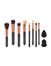 Fashion Black Color Matching Decorated Makeup Brush (8 Pcs ）