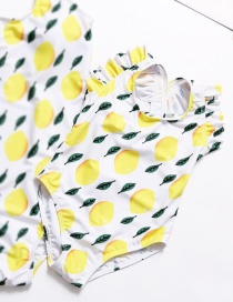 Fashion Yellow Lemon Pattern Decorated Bikini For Kids