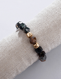 Fashion Black Natural Agate Stone Faceted Beads Elastic Line Bracelet