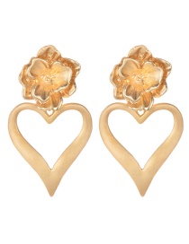 Fashion Gold Alloy Love Flower Earrings