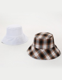Fashion White Plaid Double-sided Fisherman Hat
