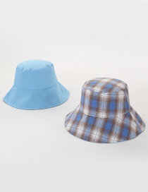 Fashion Blue Plaid Double-sided Fisherman Hat