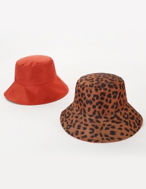 Fashion Orange Red Leopard Double-sided Fisherman Hat