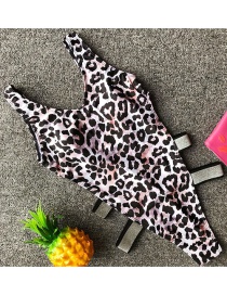 Fashion Leopard Bright Silk Bikini Bikini One-piece Swimsuit