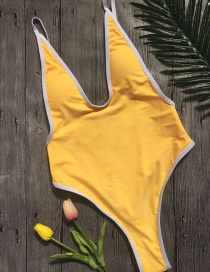 Fashion Yellow Bikini One-piece Swimsuit
