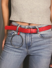 Fashion Red Leather Metal Round Belt
