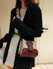 Fashion Dark Brown Hand-held Letter Shoulder-slung Contrast Bucket Bucket Bag