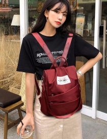 Fashion Red Wine Oxford Cloth Backpack