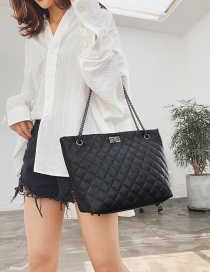 Fashion Black Rhombic Chain Gradient Shoulder Bag