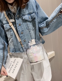 Fashion White Sequined Plastic Single Shoulder Portable Bag