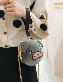 Fashion Light Grey Hand Strap Shoulder Slung Pig Bag