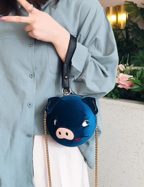Fashion Blue Hand Strap Shoulder Slung Pig Bag