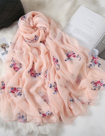 Fashion Light Pink Chiffon Embroidered Silk Scarf