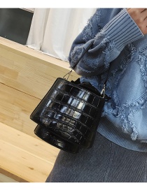 Fashion Black Portable Wide Shoulder Strap Bucket Bag
