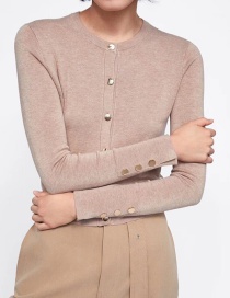 Fashion Khaki Button-knit Sweater Cardigan