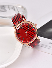 Fashion Red Plaid Pu Alloy Electronic Element Watch