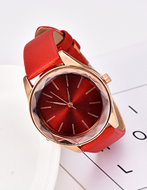 Fashion Red Solid Color Pu Alloy Electronic Watch