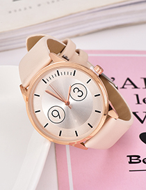Fashion Beige Solid Color Pu Alloy Electronic Watch