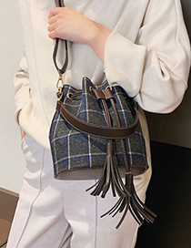 Blue Woo-strap Bucket Bag Tassel Child Shoulder Bag