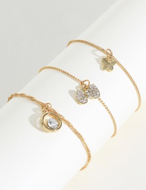 Fashion Gold Bow With Diamond Ring Cutout 3 Sets Of Bracelets