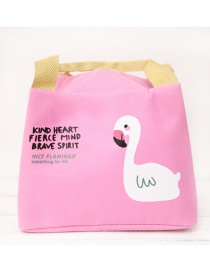 Fashion Pink Flamingo Portable Waterproof Aluminum Foil Thickened Lunch Bag