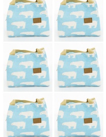 Fashion Blue-and-white Polar Bear Canvas Portable Lunch Bag