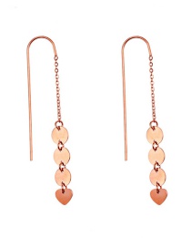 Fashion Rose Gold Stainless Steel Geometric Heart Stud Earrings