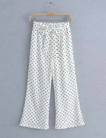 Fashion White Elastic Waist-waist Printed Wide-leg Pants
