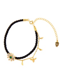 Fashion Gold Flower Zircon-encrusted Skull Head Pendant Bracelet