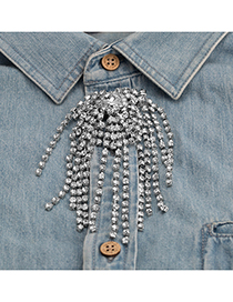 Fashion Silver Acrylic Diamond-studded Chain Brooch Brooch