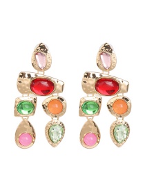 Fashion Color Fringed And Diamond Drop-shaped Earrings