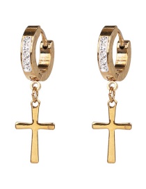 Fashion Gold Geometric Circle Cross Stud Earrings