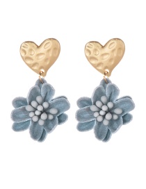 Fashion Blue Alloy Love Flannel Flower Earrings
