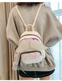 Fashion White Laser Sequin Angel Wings Backpack