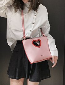 Fashion Pink Love Pu Contrast Color Stitching Messenger Bag