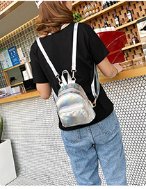 Fashion Silver Laser Pure Color Backpack