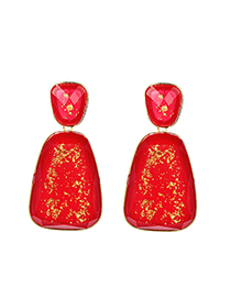 Fashion Red Alloy Resin Geometry Earrings