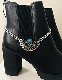 Fashion Ancient Silver Hollow Turquoise Disk Semi-circular Chain Anklet
