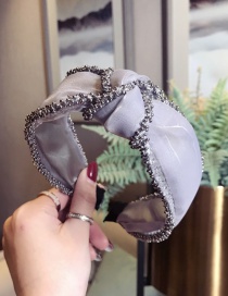 Fashion Gray Beaded Mesh Gauze Knotted Wide-brimmed Headband