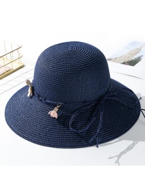 Fashion Navy Flower Straw Hat