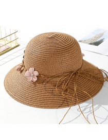 Fashion Light Coffee Flower Straw Hat