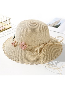 Fashion Beige Tether Flower Sun Hat