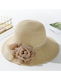 Fashion Beige Daxie Mesh Flower Straw Hat