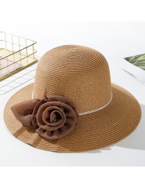 Fashion Light Coffee Daxie Mesh Flower Straw Hat