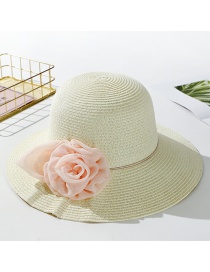 Fashion Creamy-white Daxie Mesh Flower Straw Hat