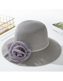 Fashion Gray Daxie Mesh Flower Straw Hat