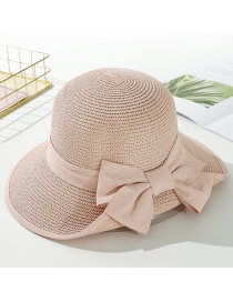 Fashion Pink Plaid Curled Straw Hat
