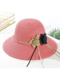 Fashion Korean Powder Big Leather Rope Double Straw Hat